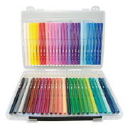 50PK FIBREPENS TRANSP CONICAL TIP IN BRIEFCASE