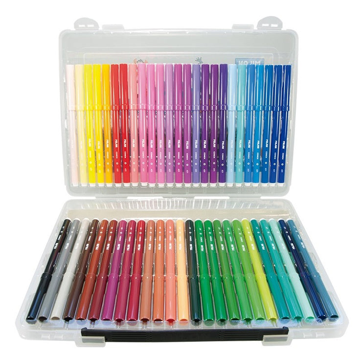 50PK FIBREPENS TRANSP CONICAL TIP IN BRIEFCASE