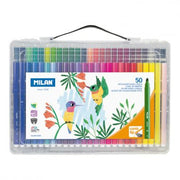 50PK FIBREPENS TRANSP CONICAL TIP IN BRIEFCASE