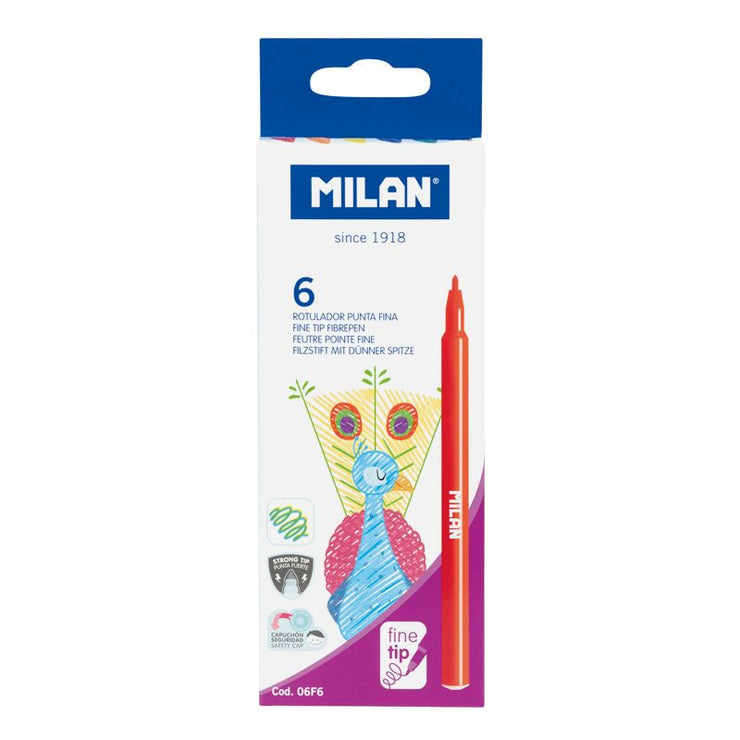 BOX 6 WATERBASED MILAN FIBREPENS