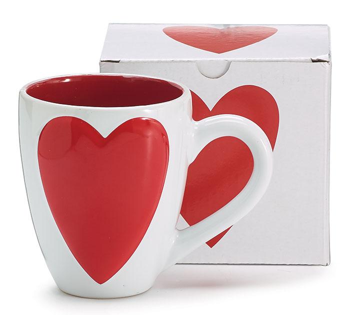 White Valentine Mug With Raised Red Heart