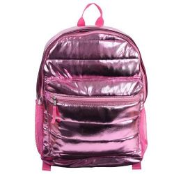 PINK FOIL QUILTED 16" BACKPACK
