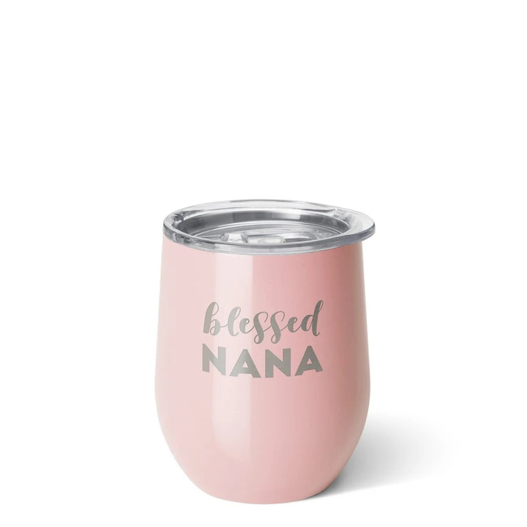 SWIG 12OZ WINE-BLESSED NANA PINK