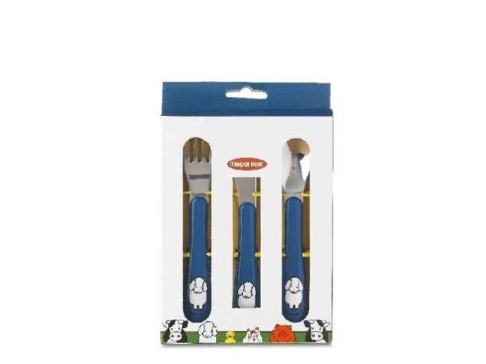 Cutlery Set 3pcs Blue Farm