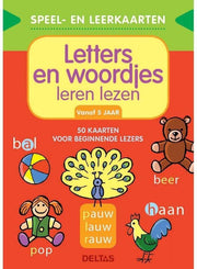 SPEEL- EN LEERKAARTEN: LETTERS EN WOORDJES LEREN LEZEN -50 kaarten voor beginnende lezers