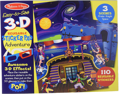 Easy-to-See 3D reusable Sticker Pad Adventure