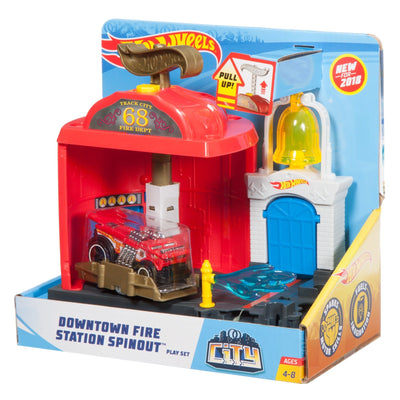 Hot Wheels City Downtown Fire Station Spinout Play Set