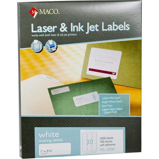 MACO LABELS 1X2.5/8 PK/100