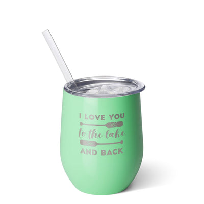 Swig 12oz Stemless Wine Cup - I Love You to the Lake and Back Mint