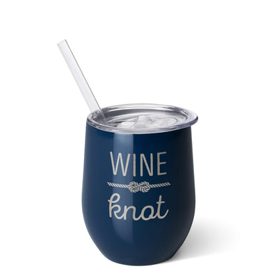 Swig 12oz Stemless Wine Cup Wine Knot Navy