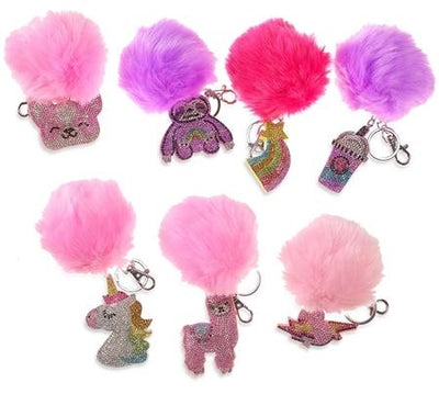 Top Trenz Pom Pom CZ Bling Keychains