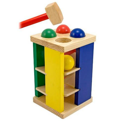 Pound & Roll Wooden Tower Toy with Hammer