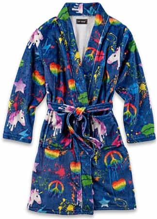 Top Trenz Fuzzy Bathrobe Splatter Print