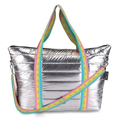 Top Trenz Iridescent Metallic Puffer Tote