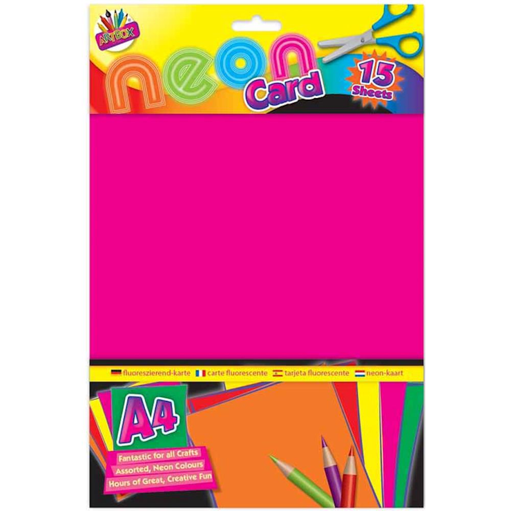 ART BOX NEON CARD A4 ASSORTED COLOURS