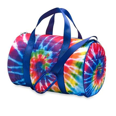 Top Trenz Tie Dye Primary Spiral Puffer Duffel Bag