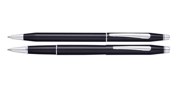 Cross Classic Century Black Lacquer Ballpoint and Rollerball Gift Set