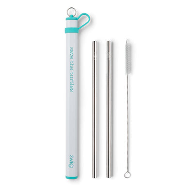 SWIG STAINLESS STEEL STRAW SET-SAVE THE TURTLES