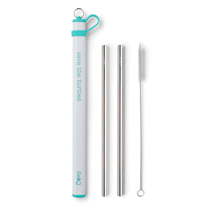SWIG STAINLESS STEEL STRAW SET-SAVE THE TURTLES