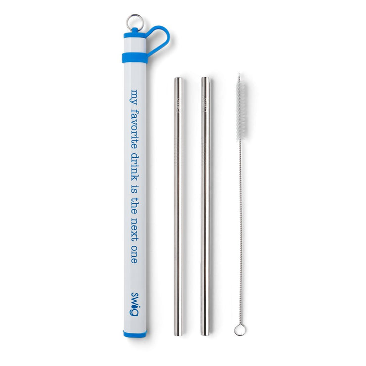 SWIG STAINLESS STEEL STRAW SET-MY FAVORITE DRINK IS THE NEXT ONE