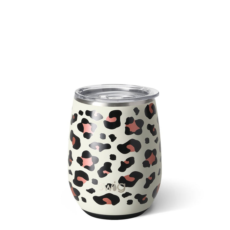 SWIG 14OZ STEML WINE CUP-LUXY LEOPARD