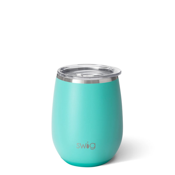 SWIG 14OZ STEML WINE CUP-MATTE AQUA