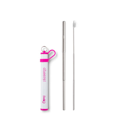 SWIG TELESCOPIC STAINLESS STEEL STRAW SET CHEERS