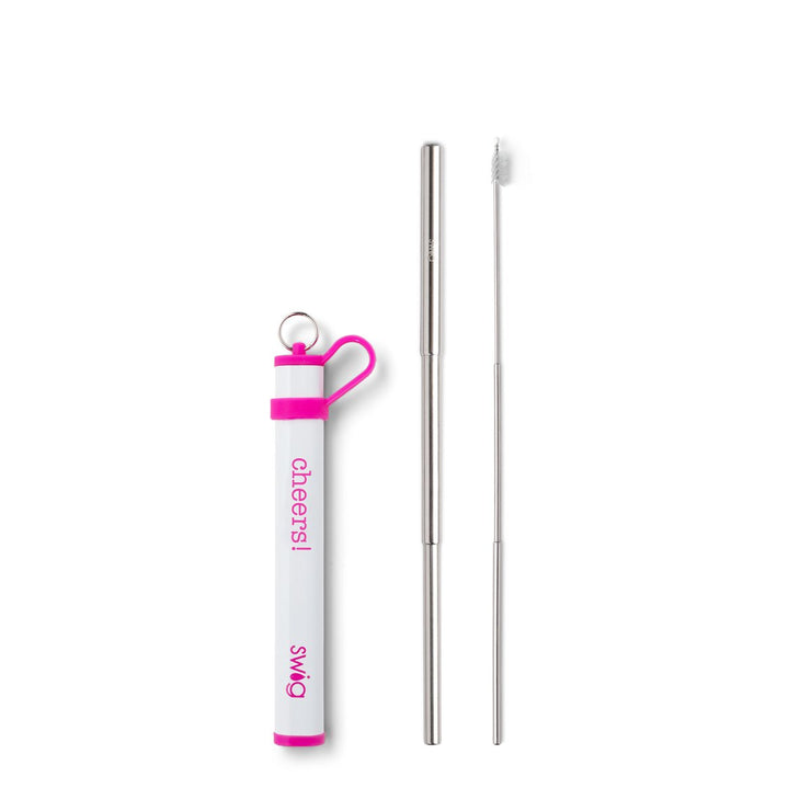 SWIG TELESCOPIC STAINLESS STEEL STRAW SET CHEERS